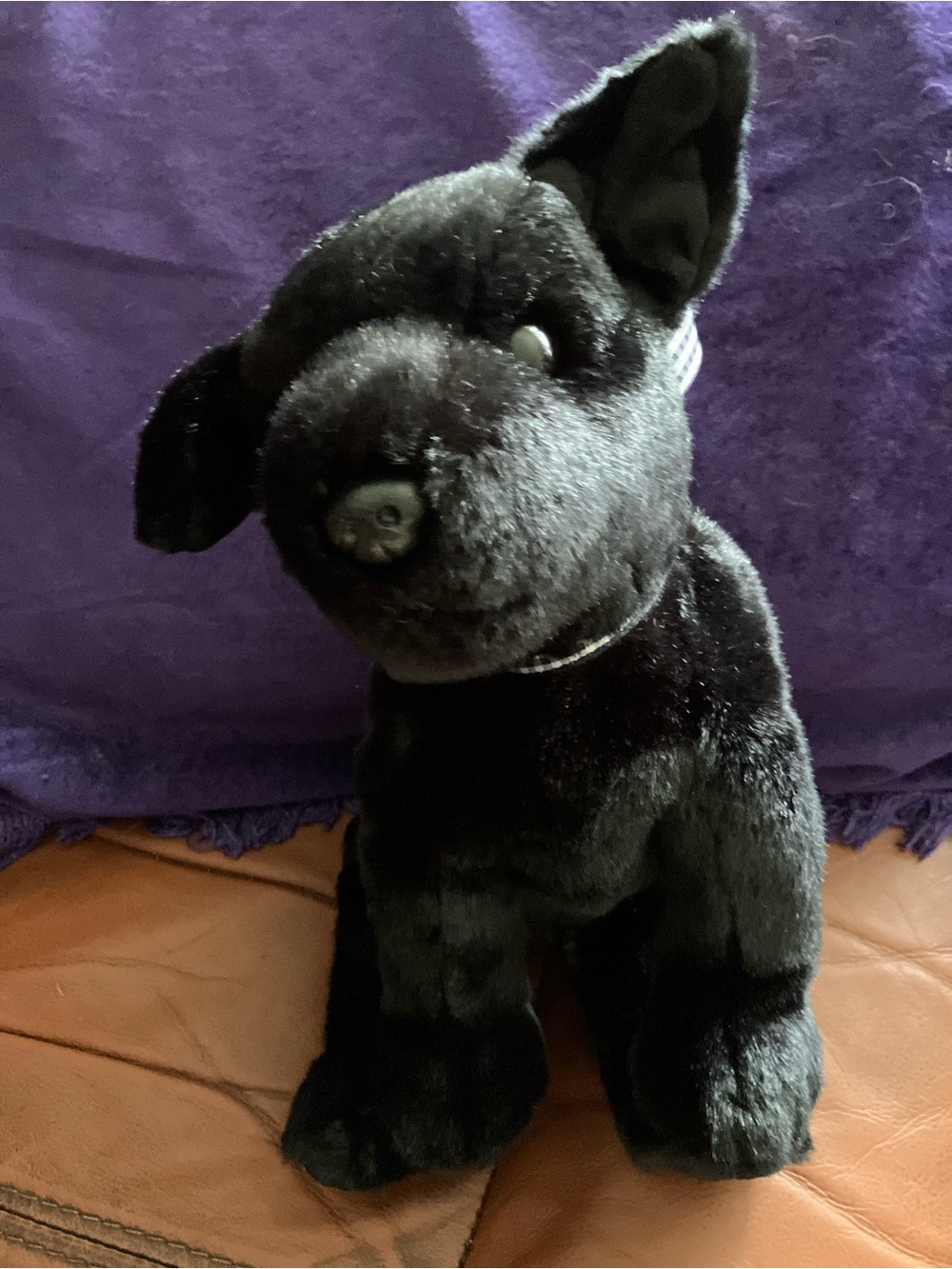 Ty Beanie Buddies Luke Black Lab Puppy Dog 2001 Plush Checked Ribbon Heart Tag